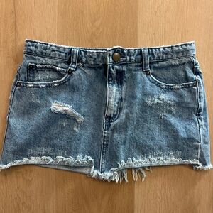 Free People Mini Denim Skirt Jean Skirt size 2 distressed